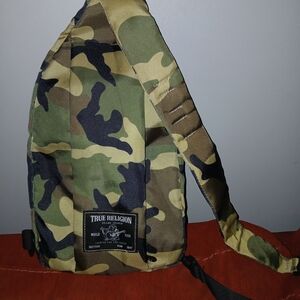 True Religion Green and Black Camouflage Crossbody
